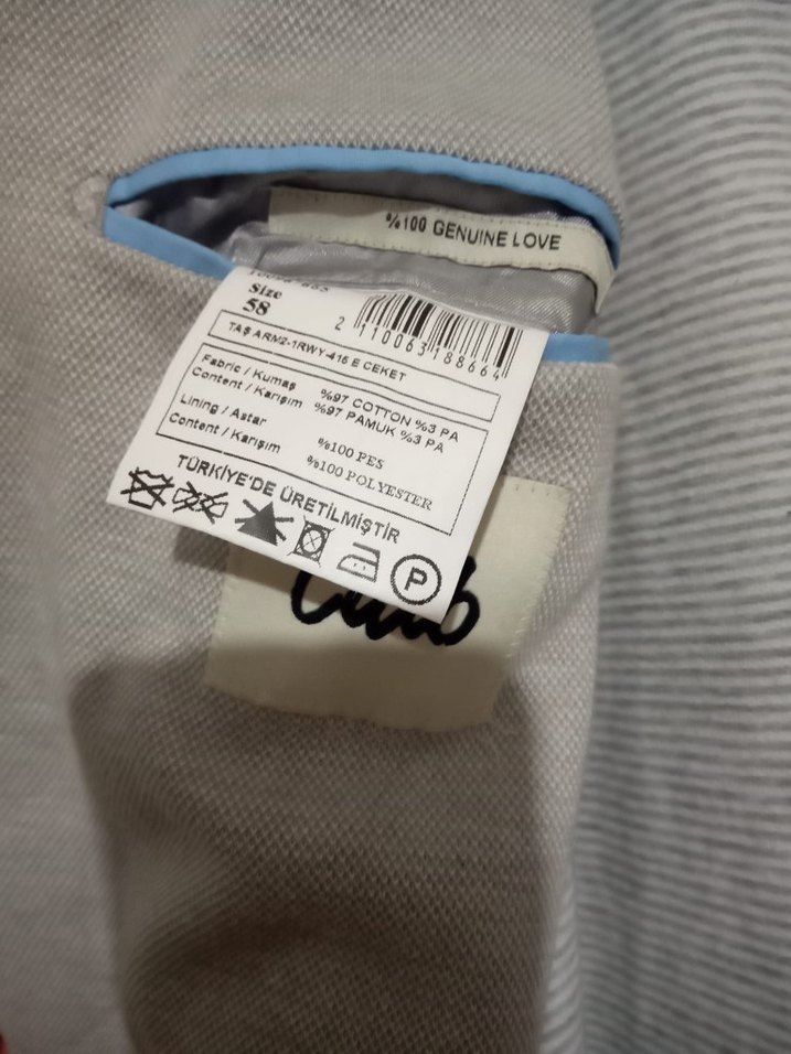 Erkek Beyaz Keten Düğmeli Ceket 58 beden - Görsel 3