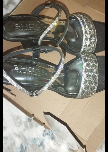 Siyah Topuklu Abiye Ayakkabı - Görsel 3