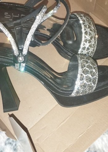 Siyah Topuklu Abiye Ayakkabı - Görsel 2