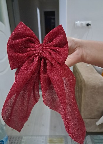 Bordo Simli Kumaş Fiyonklu Kadın Saç Aksesuarı - Görsel 2