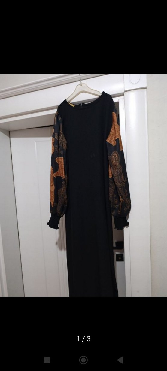 Bohem Tarz Siyah Uzun Kollu Elbise - Görsel 2