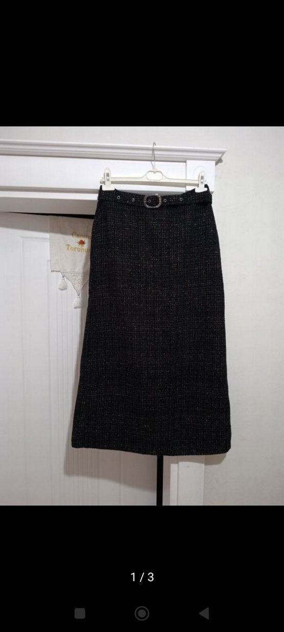 Gold Simli kemerli siyah etek - Görsel 2