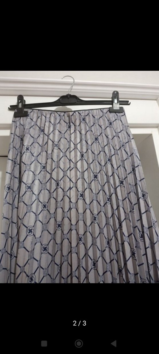 Gri Pilili Uzun Kadın Etek - Görsel 3