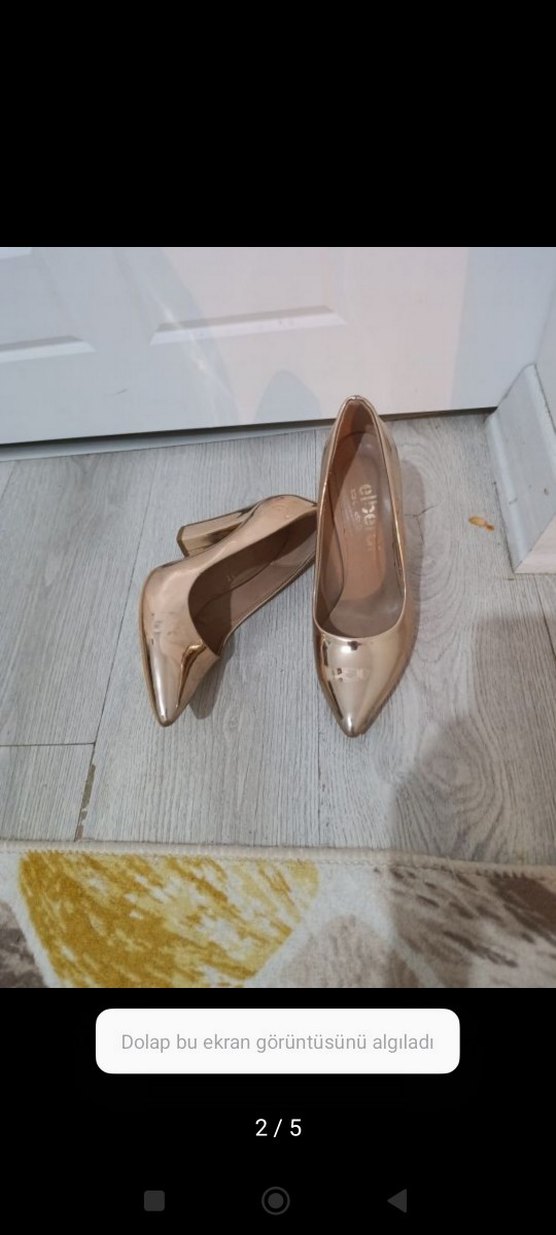 Kadın Parlak Altın Topuklu Stiletto - Görsel 4