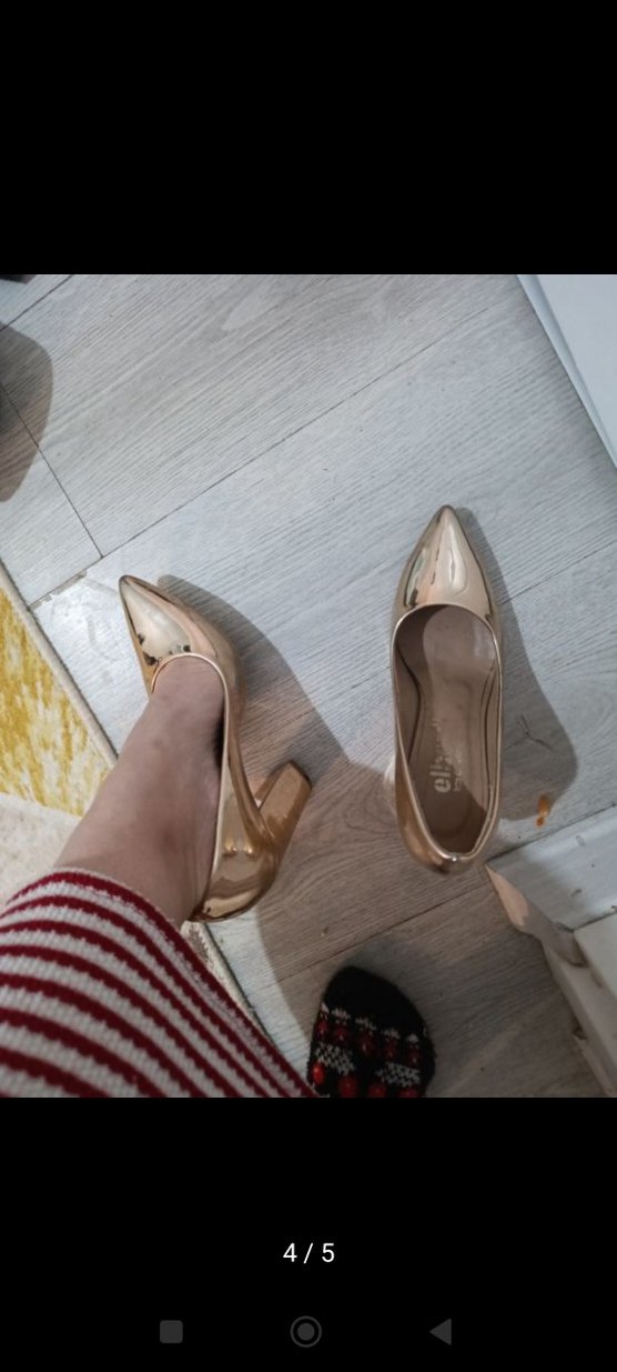 Kadın Parlak Altın Topuklu Stiletto - Görsel 2