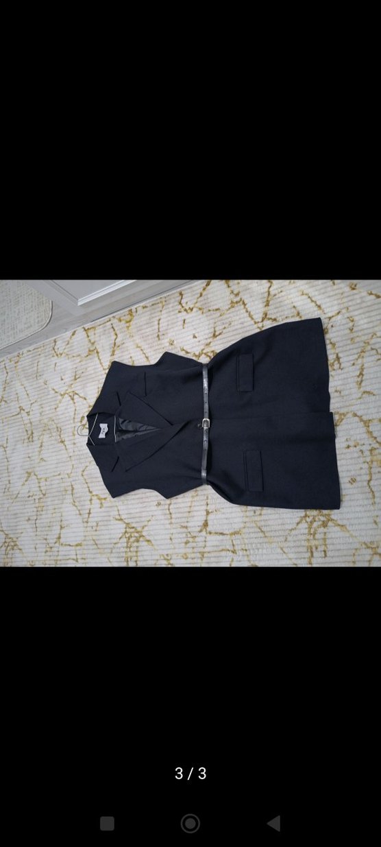 Kemerli Siyah Kolsuz Mini Yelek - Görsel 3