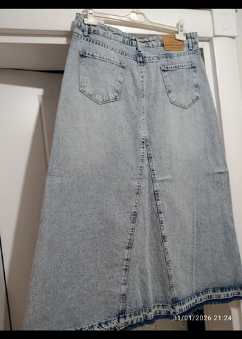 Kadın Mavi Denim Etek - Görsel 3