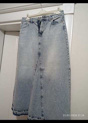 Kadın Mavi Denim Etek - Görsel 2