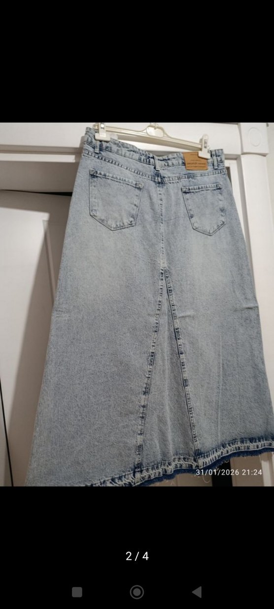 Kadın Mavi Denim Etek - Görsel 3