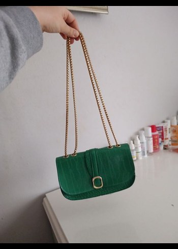 Yeşil Parlak Deri Kadın Çanta - Görsel 2