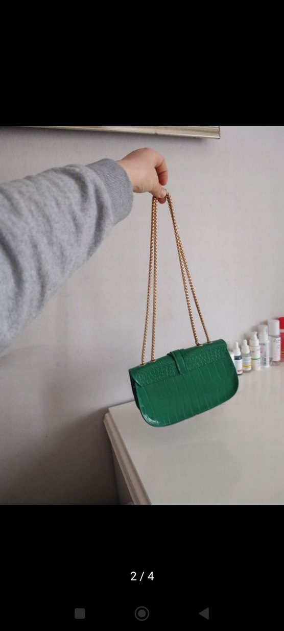 Yeşil Parlak Deri Kadın Çanta - Görsel 3