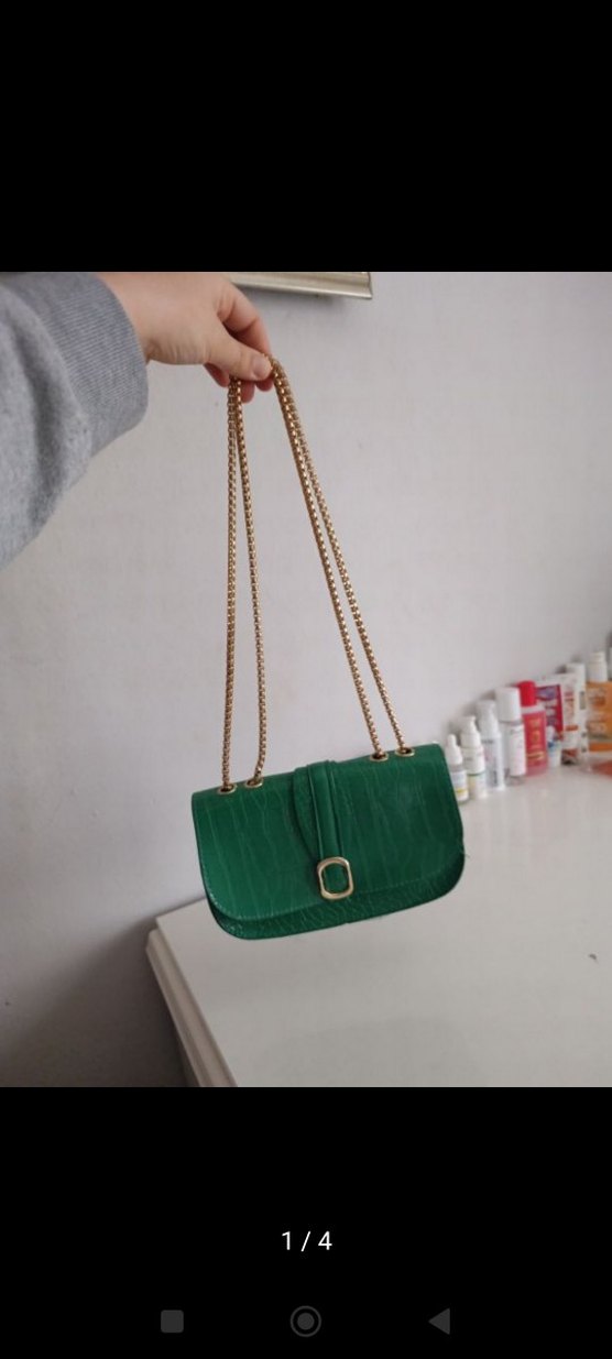 Yeşil Parlak Deri Kadın Çanta - Görsel 2