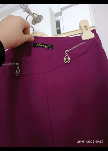 Mor  Kadın Kumaş Pantolon - Görsel 2