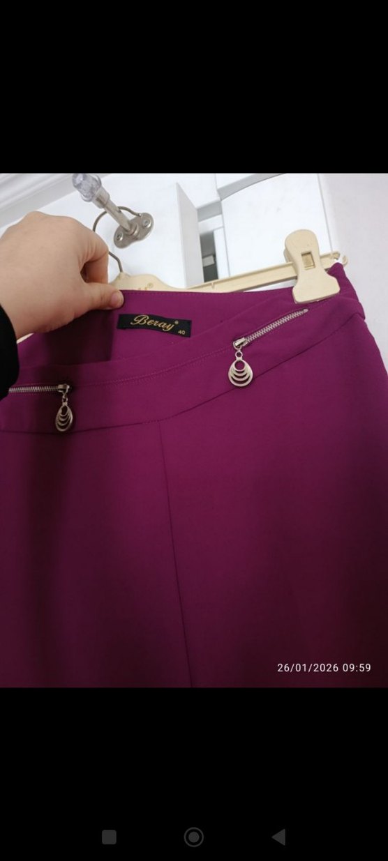 Mor  Kadın Kumaş Pantolon - Görsel 2