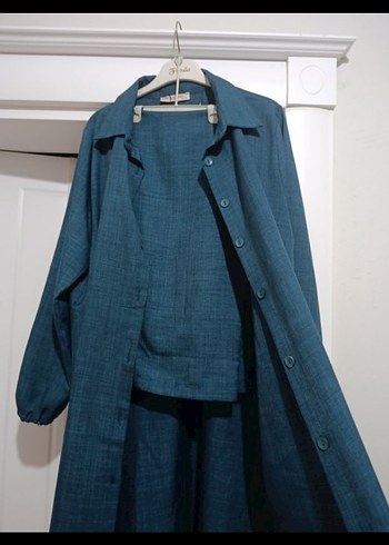 Uzun Kesim Keten Kadın tunik pantolon takim - Görsel 2