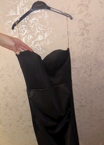 Siyah Straplez Uzun Abiye Elbise - Görsel 2