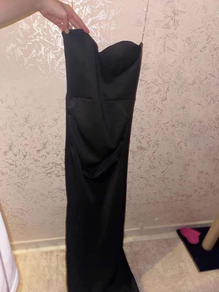 Siyah Straplez Uzun Abiye Elbise - Görsel 3