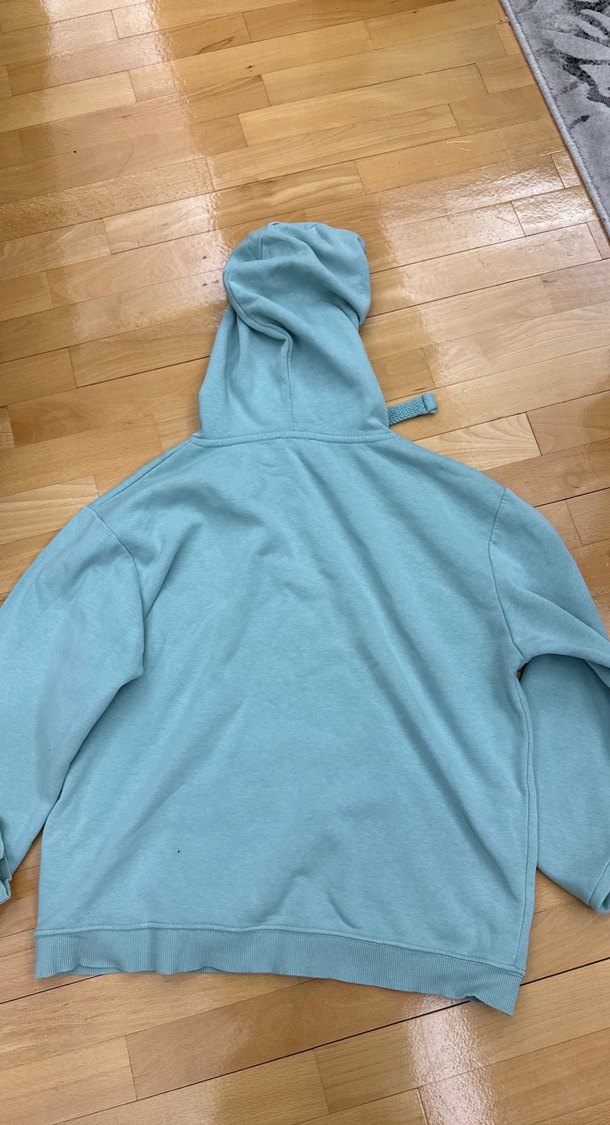 Mavi Kapüşonlu Kadın Sweatshirt - Görsel 2