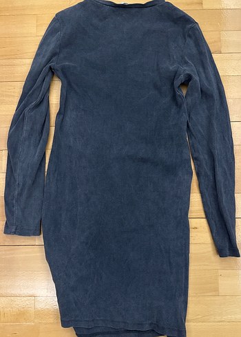 Gri Uzun Kollu V Yakalı Baskılı Elbise - Görsel 2