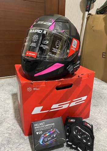 Renkli LS2 Biker Kask, Parlak Pembe Desenli - Görsel 5