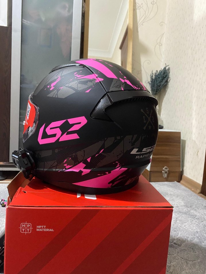 Renkli LS2 Biker Kask, Parlak Pembe Desenli - Görsel 2