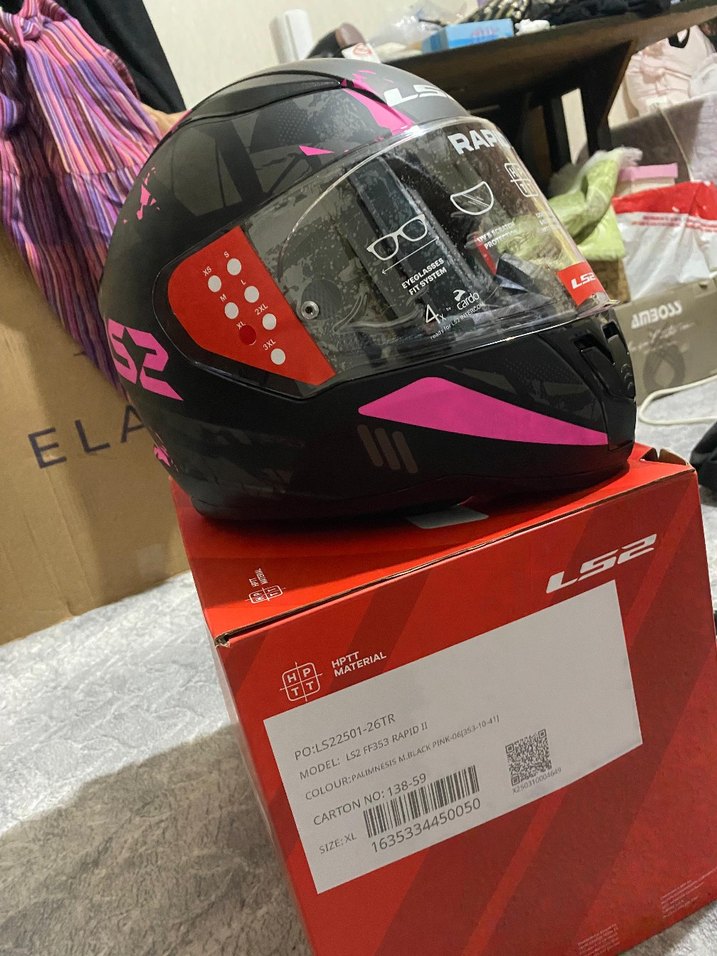 Renkli LS2 Biker Kask, Parlak Pembe Desenli - Görsel 3