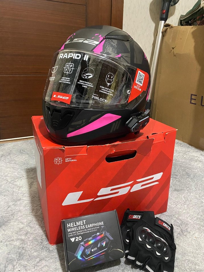 Renkli LS2 Biker Kask, Parlak Pembe Desenli - Görsel 5