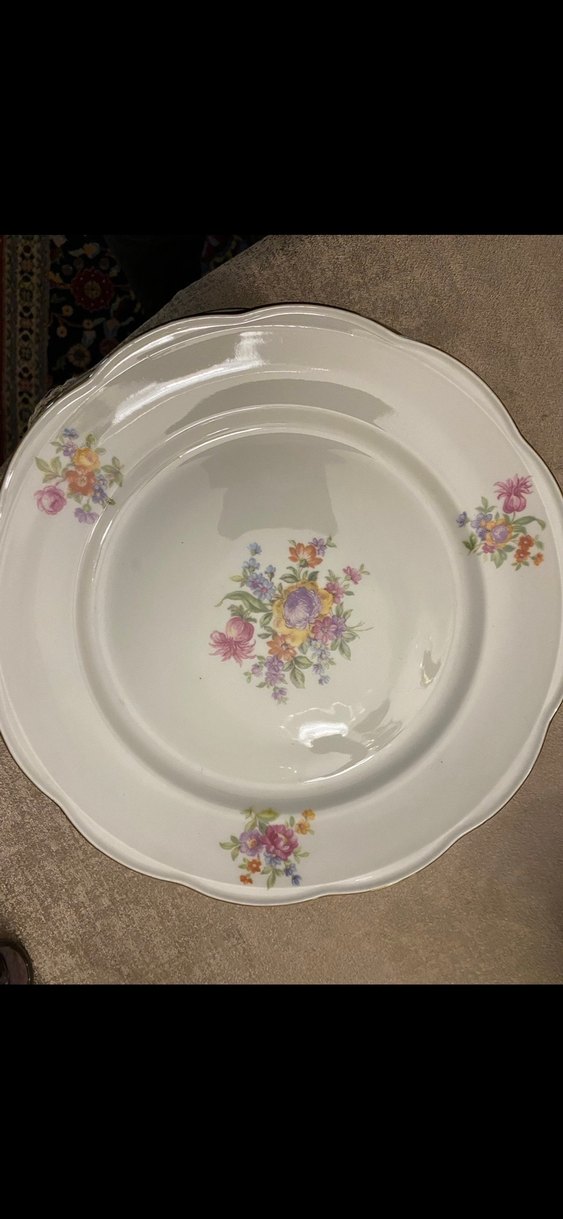 Pastel Çiçek Desenli Beyaz Porselen Tabak - Görsel 3