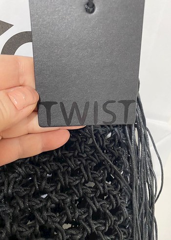 Püsküllü Siyah Örgü Bohem Kadın Çanta - Görsel 5