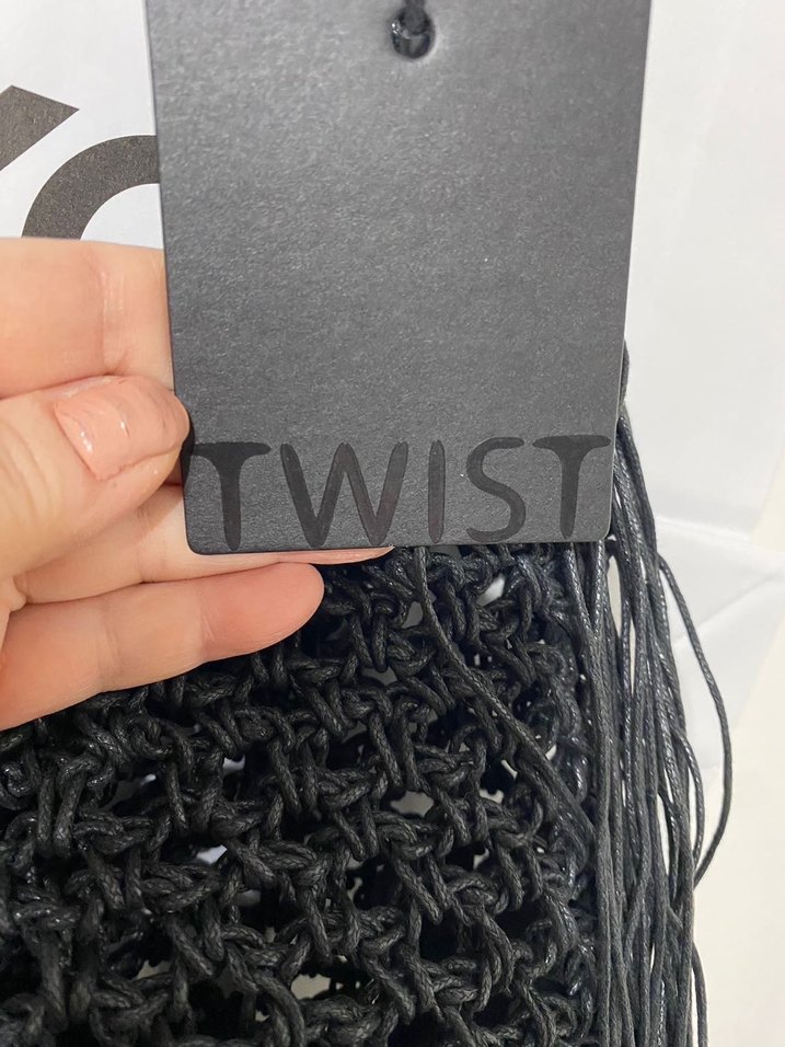 Püsküllü Siyah Örgü Bohem Kadın Çanta - Görsel 5