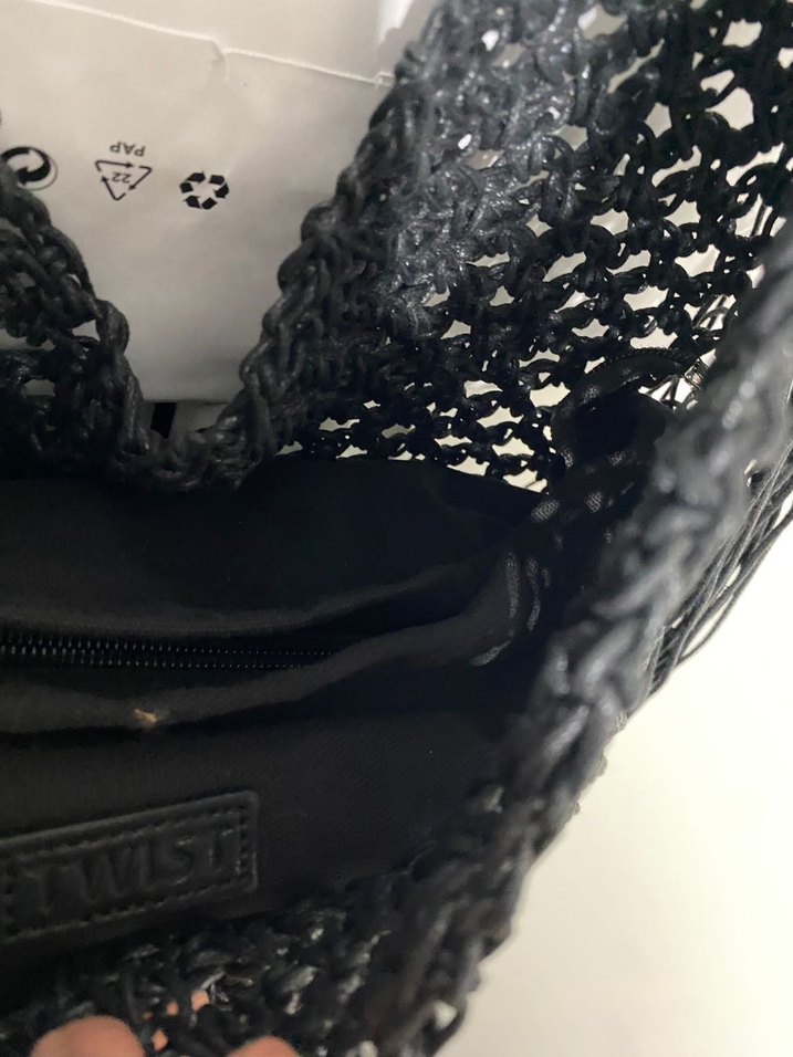 Püsküllü Siyah Örgü Bohem Kadın Çanta - Görsel 4