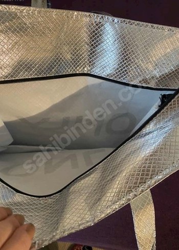 Gümüş lame rengi tote çanta - Görsel 3