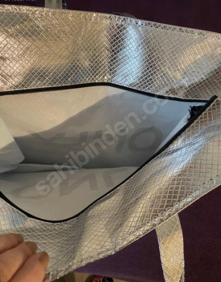 Gümüş lame rengi tote çanta - Görsel 3