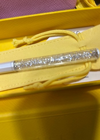 Swarovski Sarı Kristalli Tükenmez Kalem - Görsel 6