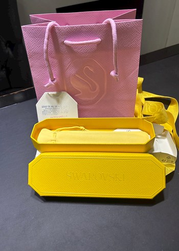 Swarovski Sarı Kristalli Tükenmez Kalem - Görsel 2