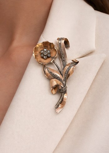 Altın Vintage Çiçek Broş - Görsel 5