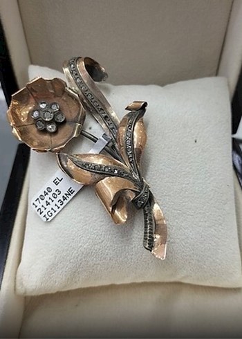 Altın Vintage Çiçek Broş - Görsel 3