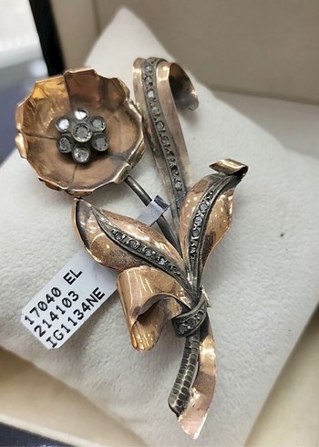 Altın Vintage Çiçek Broş - Görsel 2