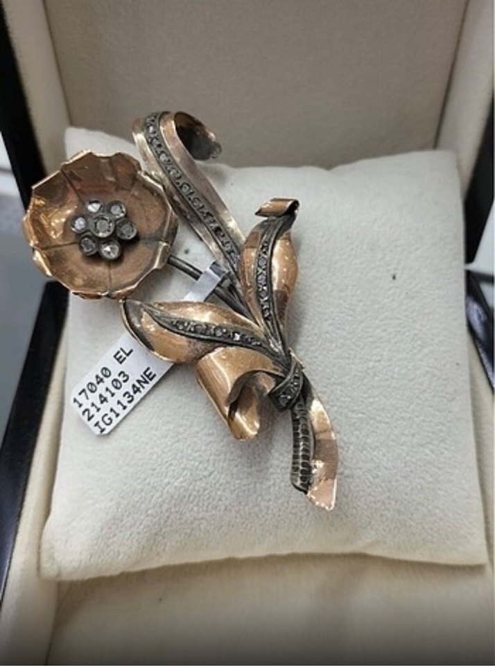 Altın Vintage Çiçek Broş - Görsel 3