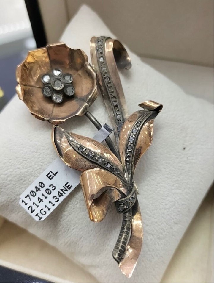 Altın Vintage Çiçek Broş - Görsel 2
