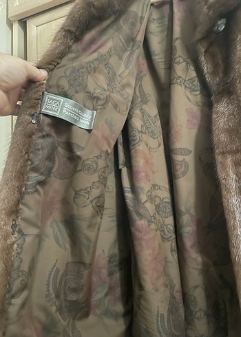 Vizon kürk Kahverengi Midi Boy Suni Kürk Kaban - Görsel 4