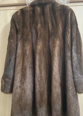 Vizon kürk Kahverengi Midi Boy Suni Kürk Kaban - Görsel 3