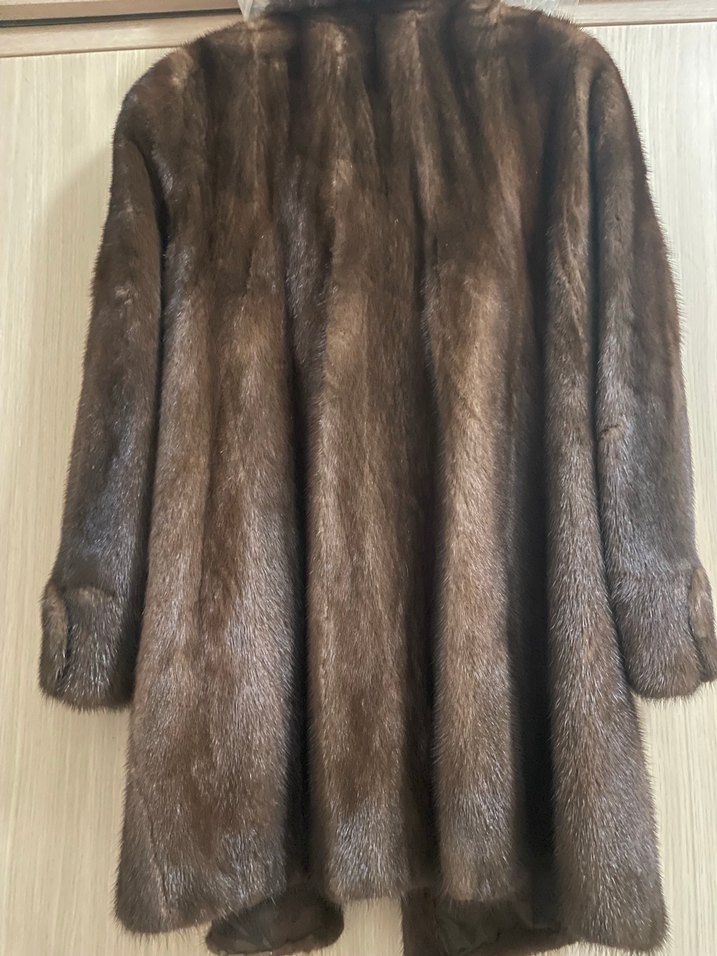 Vizon kürk Kahverengi Midi Boy Suni Kürk Kaban - Görsel 2