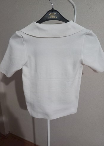 siyah Çizgili Beyaz Kısa Kollu Kadın Tişört - Görsel 2