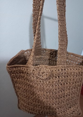 hasır Örgü Kahverengi Kadın Çanta - Görsel 2