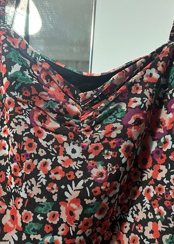 Bohem V Yaka Desenli Midi Elbise - Görsel 3