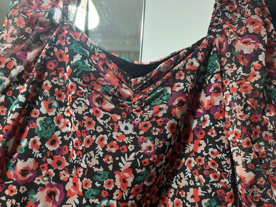 Bohem V Yaka Desenli Midi Elbise - Görsel 3