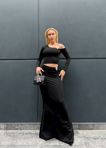 Siyah Uzun Kollu  Kadın Elbise - Görsel 3