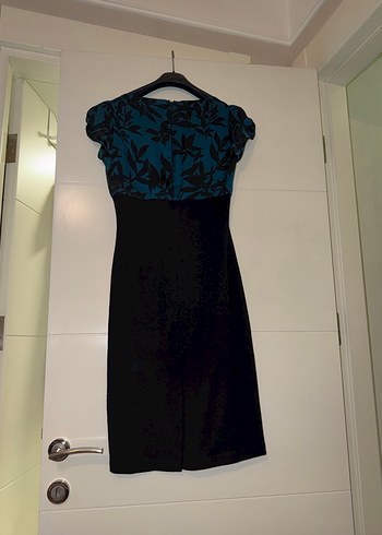 Mavi Siyah Straplez Uzun Kadın Elbise - Görsel 2