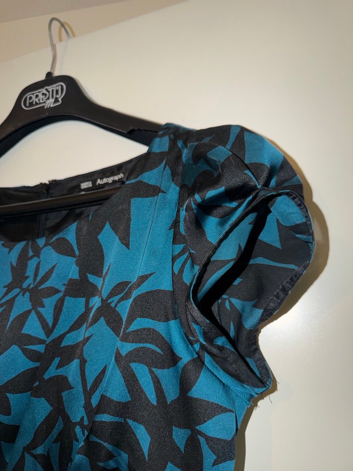 Mavi Siyah Straplez Uzun Kadın Elbise - Görsel 3